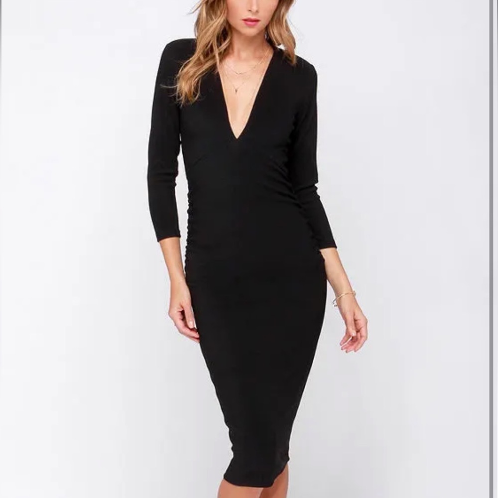 lovers + friends heartache black midi dress